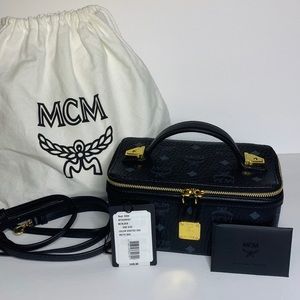 NWT MCM Black & Gold Vanity Cosmetics Case